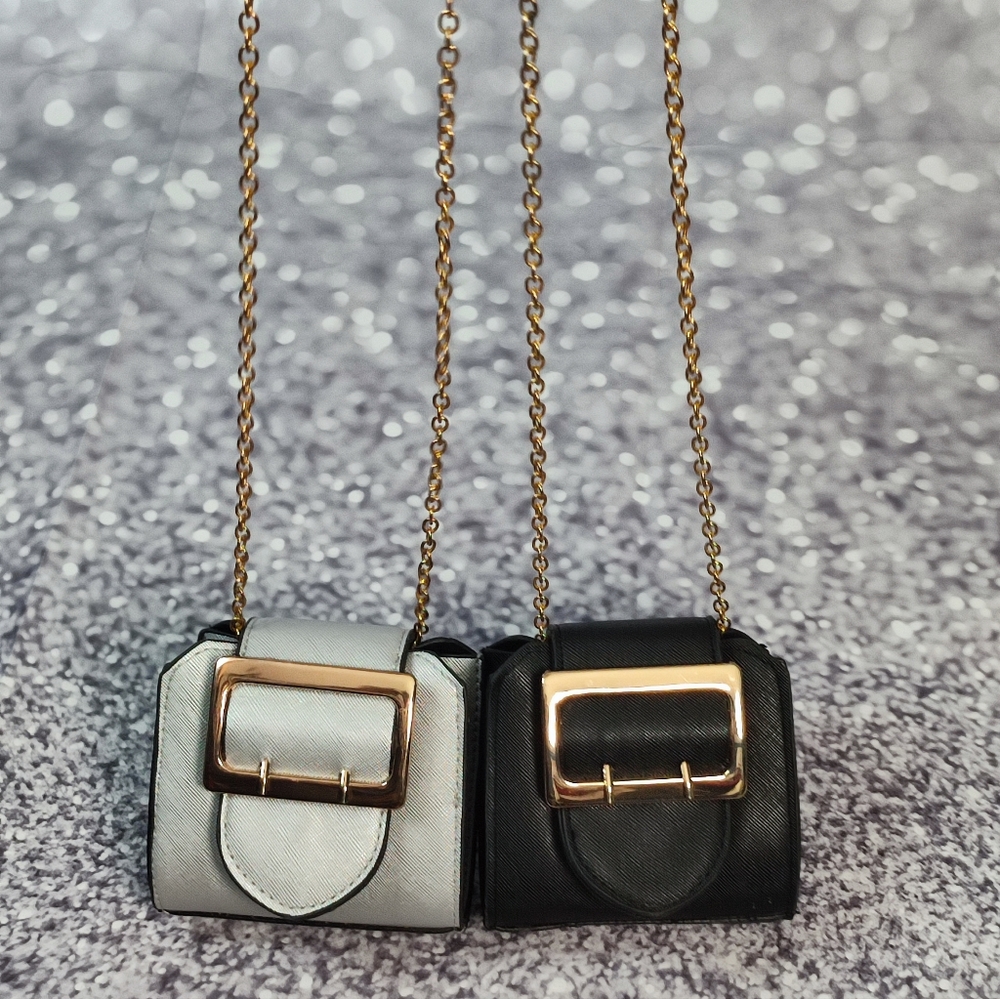 Mini Crossbody Bundle Set of 2 Black and Silver with Gold Tone Hardware NWOT
